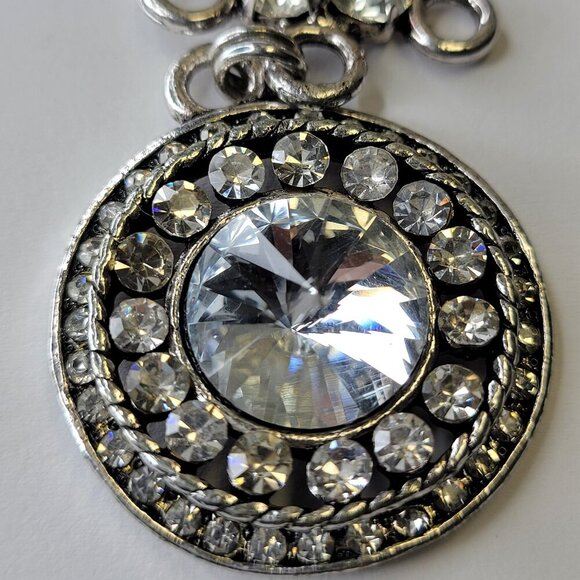 Round Crystal Pendant Necklace - Wedding Prom Bridal Necklace Party Necklace - Picture 3 of 8